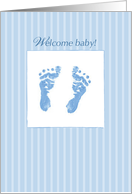 Baby Boy Footprints Blue Congratulations card