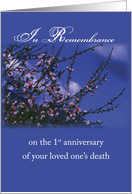 Remembrance on the 1st Anniversary of Death Religious card