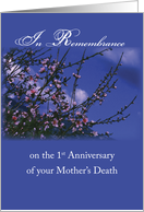 Remembrance 1st Anniversary Death of Mother Religious card