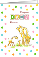Gender Neutral Baby Shower with Giraffe Family card