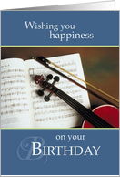 Violin and Music Notes Birthday Happiness card