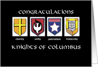 Congratulations Induction to the Knights of Columbus Black Shields card