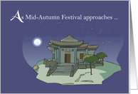 Chinese Mid Autumn Festival Moon over House card
