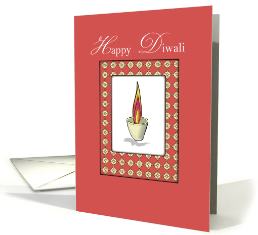 Diwali Candle on Red Hindu card (963217)