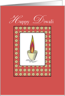 Diwali Candle on Red Hindu card