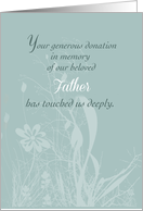 Thank You Donation in Memory of Our Beloved Father card
