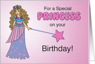 Birthday Pink and Purple Princess with Sparkly Look and Wand card