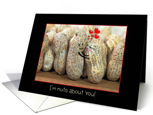 I Love You, pair of peanuts hugging with red hearts card (1045571)