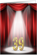 39th Anniversary in the spotlight with red curtains card