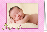 Baby Girl Birth Announcement pink polka dot photo card