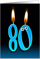 80th Birthday Party invitation with candles and eyeballs card
