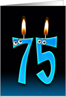 75th Birthday humor with candles and eyeballs card
