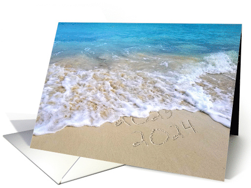 New Year 2024 Text on Bahamas Beach with Frothy Surf card (1173284)