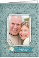 Glitter Damask Photo Card Frame for Anniversary Party card