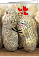 Anniversary Humor for Friend, Peanut Couple Hugging With Red Hearts card