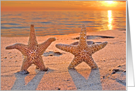 Tropical Starfish on a Sunset Beach for Newlyweds card