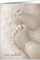 New Grandchild Congratulations With Baby Feet On Blanket card
