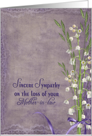 loss of mother-in-law sympathy-lily of the valley bouquet on texture card
