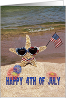4th of July star party invitation with starfish card
