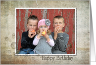 Birthday bubbles photo card with grungy texture card