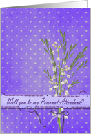 Personal attendant invitation with lily of the valley bouquet card