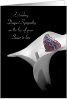 loss of sister-in-law sympathy with butterfly on calla lily card