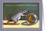 Cute Mouse with Marble, Marble-lous, Pun, Original Art card