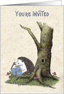 Invitation to Book Club Reading Group Hedgehog Reading Under Tree card