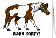 cartoon horse barn party invitation card