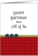 From All of Us Birthday Greeting Card-Three Button Design card
