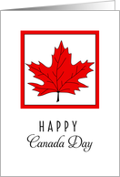 Canada Day Greeting Card-Red Maple Leaf in Square card