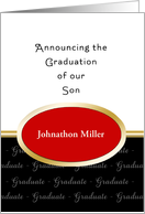 Graduation Announcement Greeting Card for Son-Red Oval Custom Text card