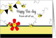 From All of Us Birthday Card with Bumble Bees and Flower card