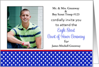 Custom Eagle Scout Court of Honor Photo Card Invitation-Red-White-Blue card