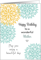 For Mother Birthday Card-Blue and Light Orange Flowers card