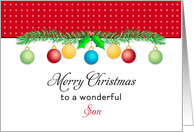 For Son Christmas Card-Merry Christmas-Ornaments card