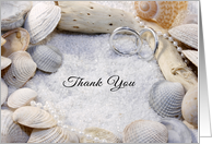 Beach Themed Thank You for the Wedding Gift-Shells-Rings-Sand card