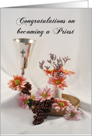 Congratulations on becoming a Priest Greeting Card-Chalice Grapes card