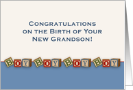 Congratulations New Grandson Greeting Card with Boy Baby Blocks card