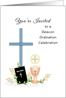 Deacon Ordination Party Invitation Greeting Card-Cross-Wafer-Bible card