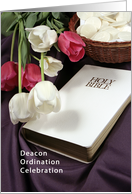Deacon Ordination Invitation with Bible Tulips and Wafers card