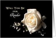 Be Our Reader Greeting Card for Wedding Attendant with White Rose card