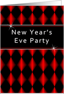 New Year’s Eve Party Invitation, Red, Black Diamonds card