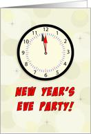 New Year’s Eve Party Invitation, Clock, Red, Black card