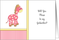 Baptism-Christening Be My Godmother Greeting Card Invitation-Giraffe card