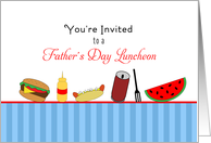 Father’s Day Luncheon Invitation-Hamburger-Hot Dog-Soda-Mustard card