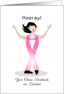 Last Round of Chemo Treatment Greeting Card-Hooray-Breast Cancer Girl card