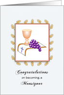 Congratulations on Becoming a Monsignor-Chalice-Cross-Grapes-Wheat card