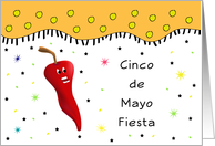 Cinco De Mayo Fiesta Invitation -Chili Pepper-Confetti & Star Look card