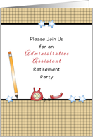 Administrative Assistant Retirement Party Invitation-Pencil-Phone-Star card